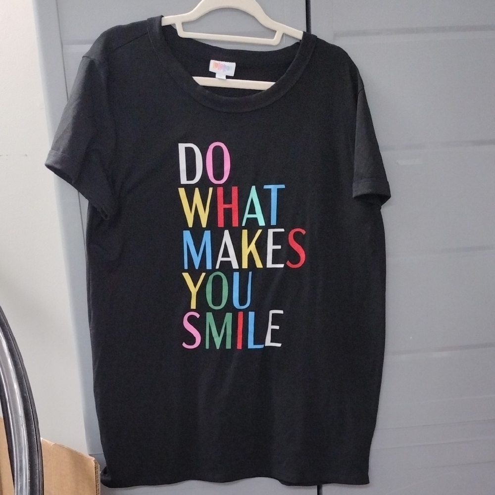 XL LuLaRoe Black Tee with Multicolor Motivational Print